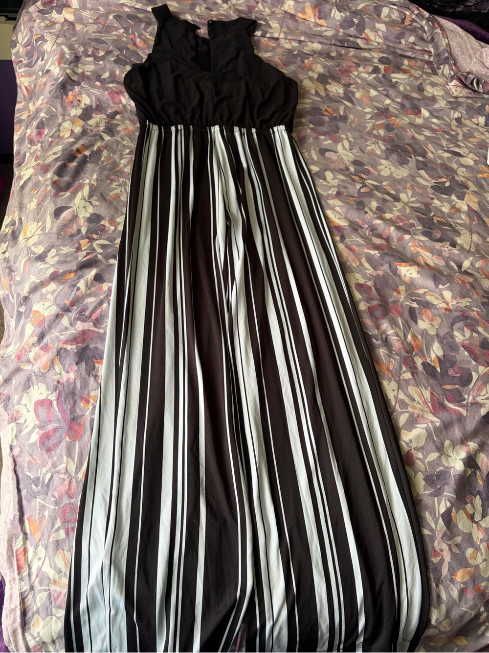 Emma & Michele Black and White Striped Maxi Dress